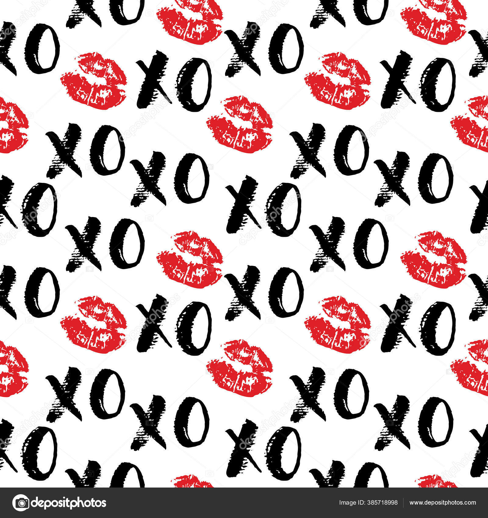 Xoxo Brush Lettering Signs Seamless Pattern Grunge Calligraphic