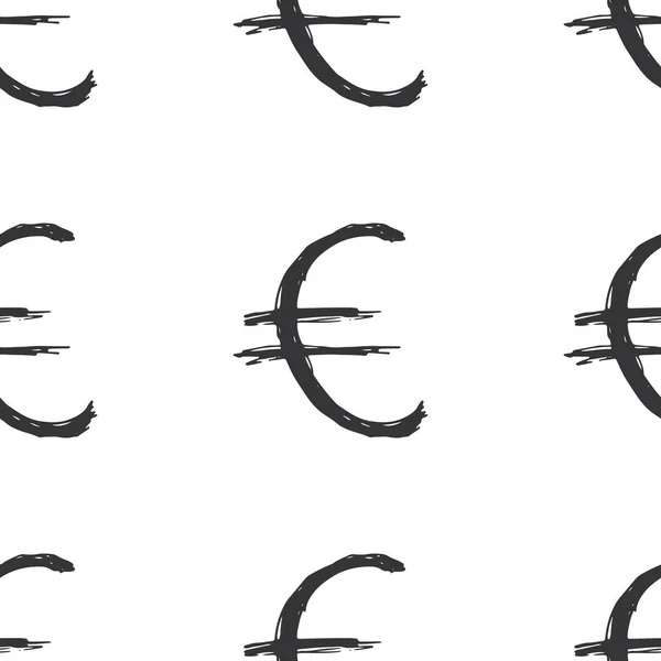 Euro Sign Icon Brush Letting Seamless Patterery Grunge Calligraphic Symbols — стоковий вектор