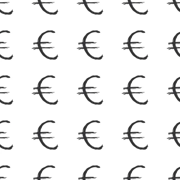 Euro Zeichen Symbol Pinsel Schriftzug Nahtloses Muster Grunge Kalligraphische Symbole — Stockvektor