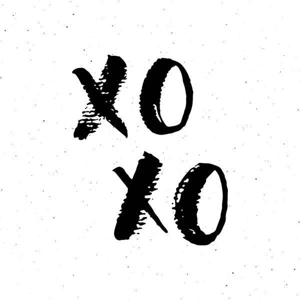 Xoxo Pennello Lettering Segno Grunge Calligraphiv Abbracci Baci Frase Internet — Vettoriale Stock