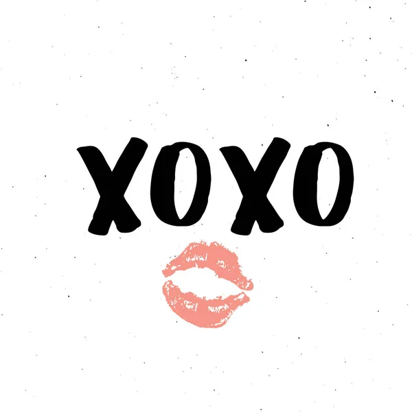 Xoxo Brush Lettering Sign Grunge Calligraphic Hugs Kisses Phrase Internet — Stock Vector