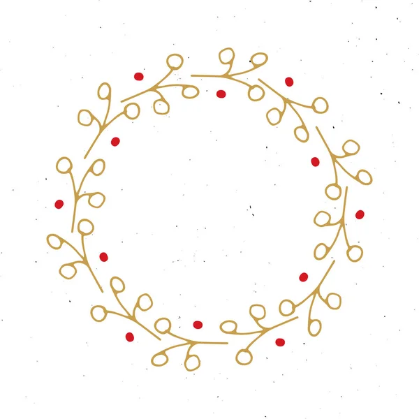 Weihnachtskranz Runde Rahmen Setzen Handgezeichnete Kritzeleien Vektorillustration — Stockvektor