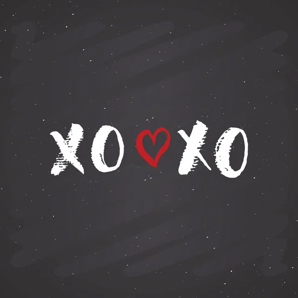 Xoxo笔刷字母符号 Grunge字母符号 C拥抱和亲吻短语 互联网俚语缩写Xoxo符号 黑板背景上的向量说明 — 图库矢量图片