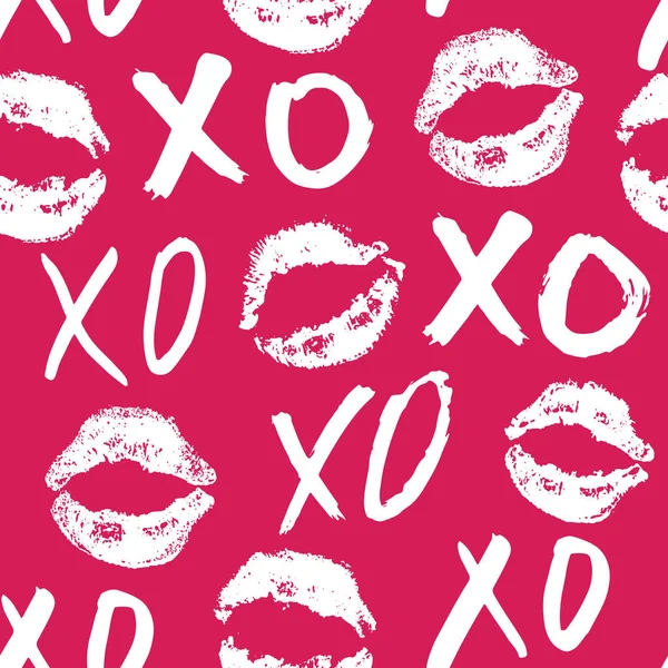 Xoxo Кисть Надписи Знаки Плавный Узор Гранж Каллиграфические Объятия Поцелуи — стоковый вектор