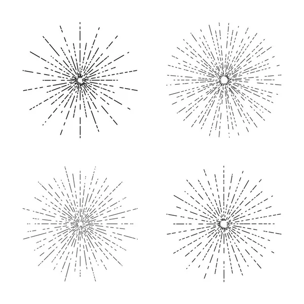 Retro Sun Bursts Set Vintage Strålande Solstrålar Former Samling För — Stock vektor
