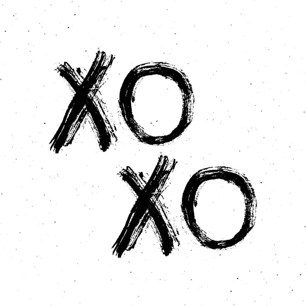 Xoxo Pinsel Schriftzug Zeichen Grunge Kalligraphische Umarmungen Und Küsse Phrase — Stockvektor