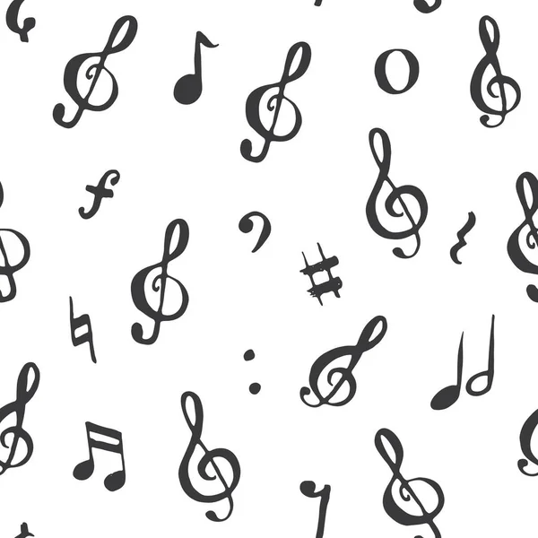 Illustration Vectorielle Motif Sans Couture Note Musique Dessiné Main Croquis — Image vectorielle