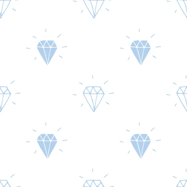 Бриллиантовая Бесшовная Векторная Иллюстрация Ручной Рисунок Рисунками Фоне Алмазных Символов — стоковый вектор