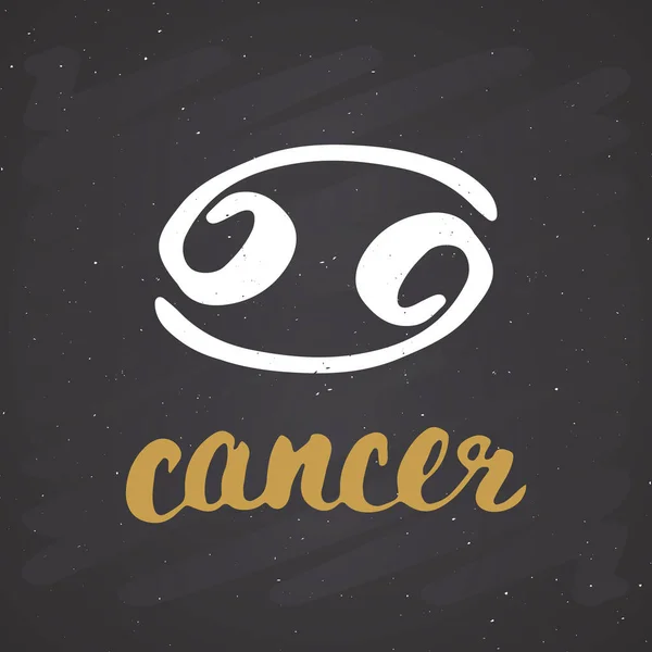 Signe Zodiaque Cancer Lettrage Horoscope Dessiné Main Symbole Astrologie Motif — Image vectorielle