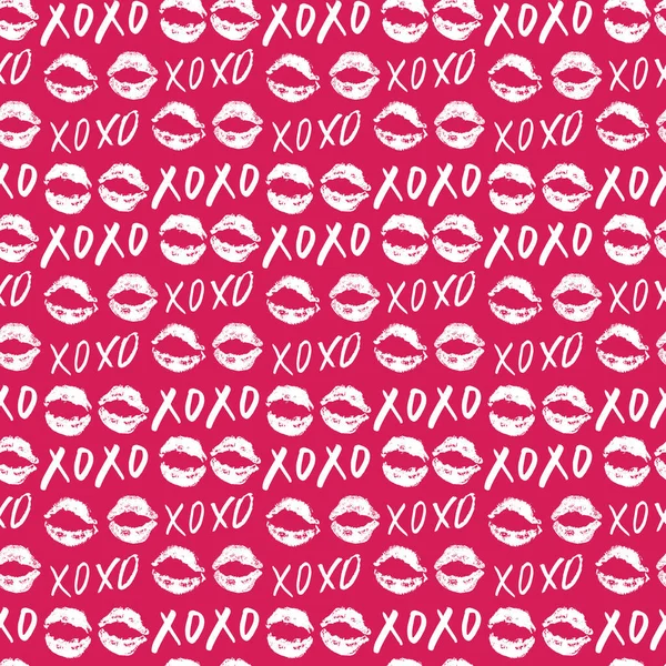 Xoxo 글씨체 Grunge Calligraphic Hugs Kiss Phrase Internet Slang Abbrevixoxo — 스톡 벡터