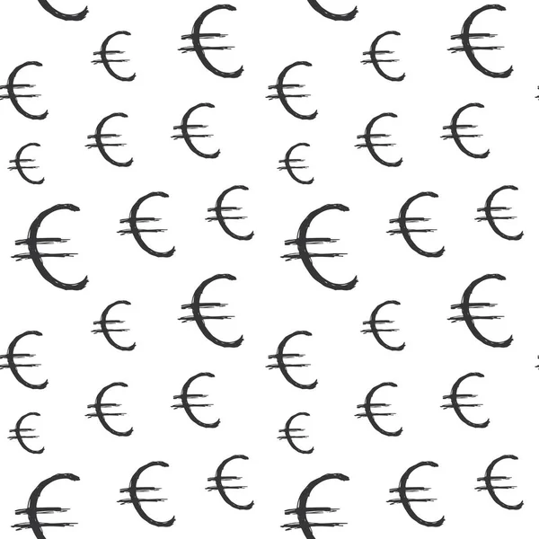 Euro Zeichen Symbol Pinsel Schriftzug Nahtloses Muster Grunge Kalligraphische Symbole — Stockvektor