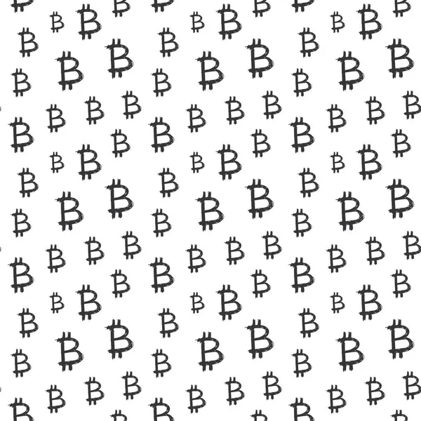 Bitcoin Simgesi Simgesi Fırça Harfi Olmayan Desen Grunge Kaligrafik Semboller — Stok Vektör