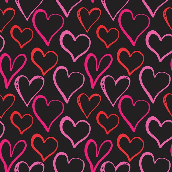 Herz Symbol Nahtlose Mustervektorabbildung Handgezeichnete Skizze Doodle Hintergrund Valentinstag Oder — Stockvektor