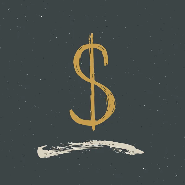 ドル記号のアイコンのブラシのレタリング グランジの書道のシンボル ベクトルイラスト — ストックベクタ