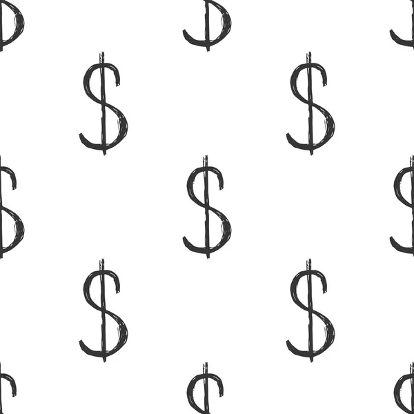Δολάριο Σημάδι Εικονίδιο Βούρτσα Γράμματα Αδιάλειπτη Μοτίβο Grunge Καλλιγραφικά Σύμβολα — Διανυσματικό Αρχείο