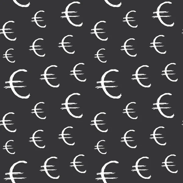 Euro Zeichen Symbol Pinsel Schriftzug Nahtloses Muster Grunge Kalligraphische Symbole — Stockvektor