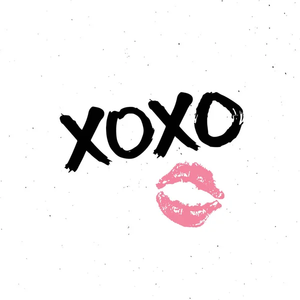 Xoxo 브러시 Grunge Calligraphic Hugs Kissing Phrase Internet Slang Abbrevixoxo — 스톡 벡터