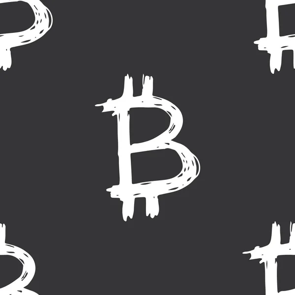 Bitcoin Signo Icono Cepillo Letras Patrón Sin Costura Grunge Caligrafía — Archivo Imágenes Vectoriales