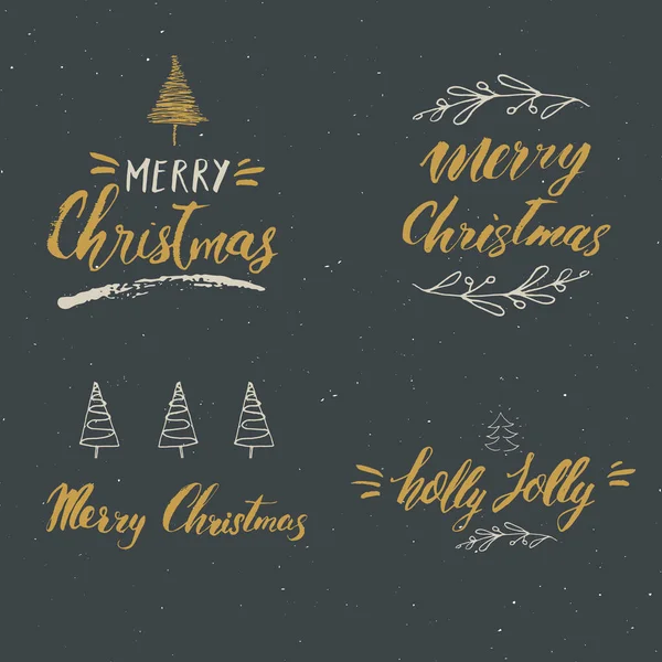 圣诞快乐 彩色照片选集 字体问候设计 由于节日问候而进行的笔迹书写 手绘排版文字矢量图解 — 图库矢量图片