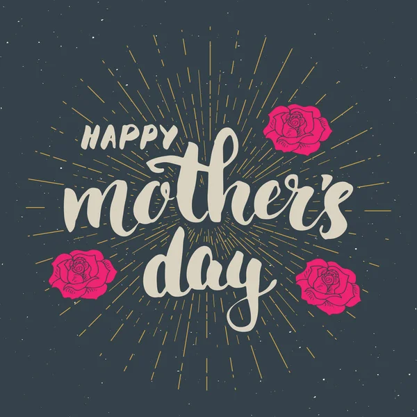Szczęśliwego Dnia Matki Znak Kaligraficzny Kwiatami Ilustracja Projektu Karty Okolicznościowej — Wektor stockowy