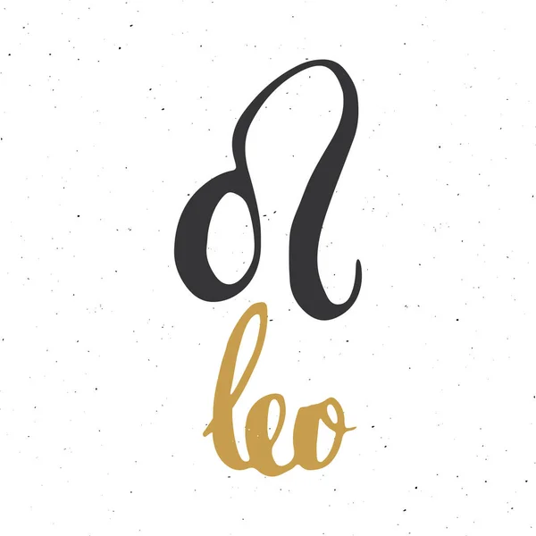 Signo Zodíaco Leo Letras Símbolo Astrologia Horóscopo Desenhado Mão Desenho — Vetor de Stock