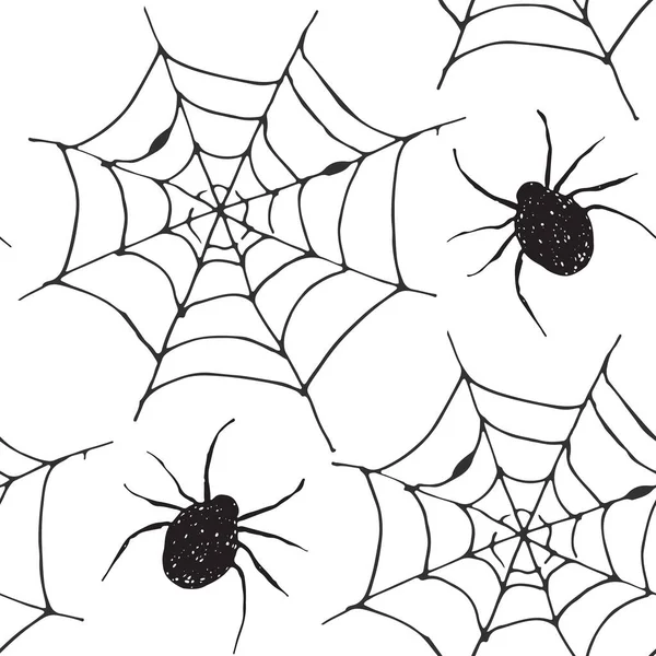 蜘蛛网无缝图案矢量图解 手绘素描的网络背景 — 图库矢量图片