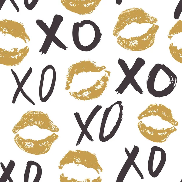 Xoxo Pennello Lettering Segni Senza Soluzione Continuità Modello Grunge Abbracci — Vettoriale Stock