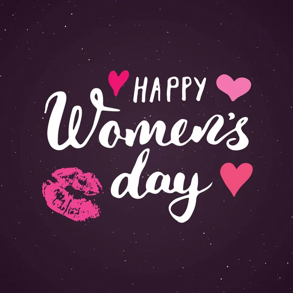 Litery Happy Women Day Hand Ustawione Holiday Grunge Teksturowane Retro — Wektor stockowy