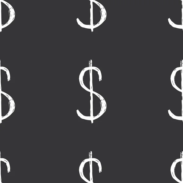 Dólar Signo Icono Cepillo Letras Patrón Sin Costura Grunge Caligrafía — Vector de stock