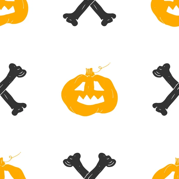 Padrão Sem Costura Halloween Desenhado Mão Esboçado Fundo Convite Partido —  Vetores de Stock