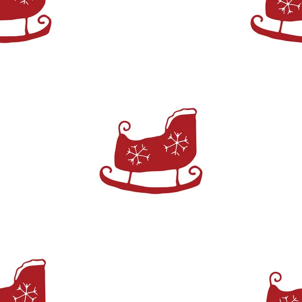 Nouvel Motif Sans Couture Noël Griffes Traîneau Dessinées Main Modèle — Image vectorielle