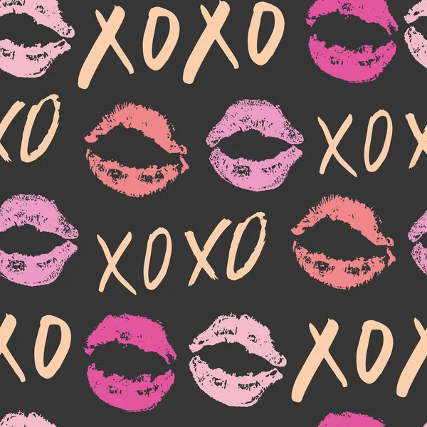 Xoxo 글씨체 Grunge Calligraphic Hugs Kiss Phrase Internet Slang Abbrevixoxo — 스톡 벡터