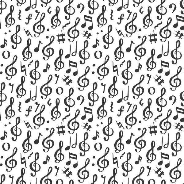 Illustration Vectorielle Motif Sans Couture Note Musique Dessiné Main Croquis — Image vectorielle