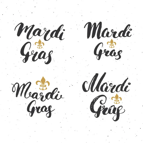Mardi Gras Calligraphic Letterings Set 타이포그래피 Greetings Design 잔치에 그래피 — 스톡 벡터