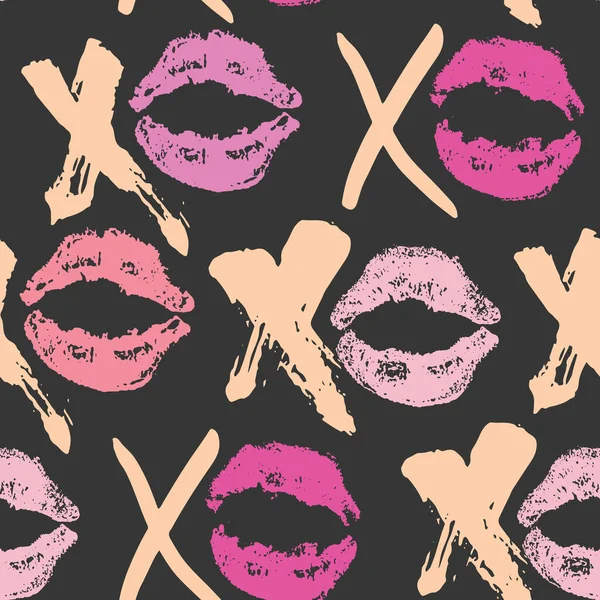 Xoxo 글씨체 Grunge Calligraphic Hugs Kiss Phrase Internet Slang Abbrevixoxo — 스톡 벡터