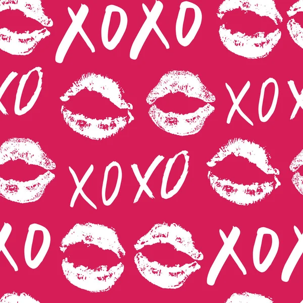 Xoxo Pennello Lettering Segni Senza Soluzione Continuità Modello Grunge Abbracci — Vettoriale Stock