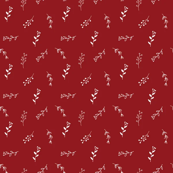 Zweige Handgezeichnete Kritzeleien Nahtloses Muster Weihnachtskranz Dekoration Hintergrund Vektorillustration — Stockvektor
