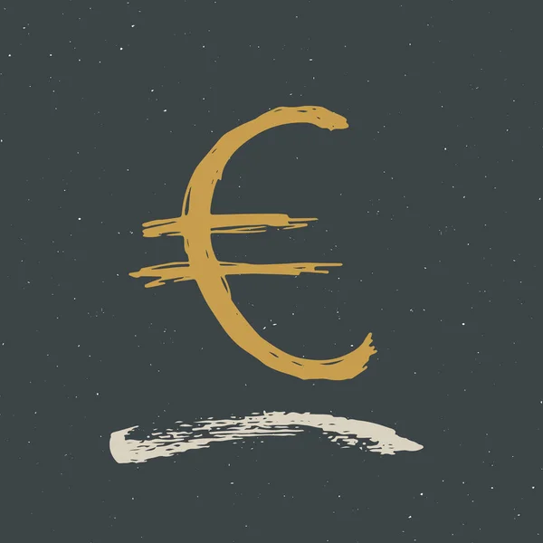 Euro Signo Ícone Escova Letras Grunge Símbolos Caligráficos Ilustração Vetorial — Vetor de Stock