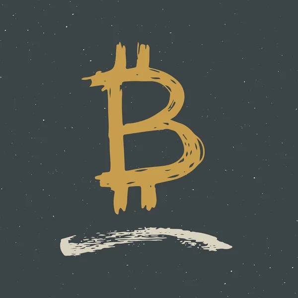 Bitcoin Sign Icon Brulettering Grunge Calligraphic Symbol Vector Illustration — 스톡 벡터