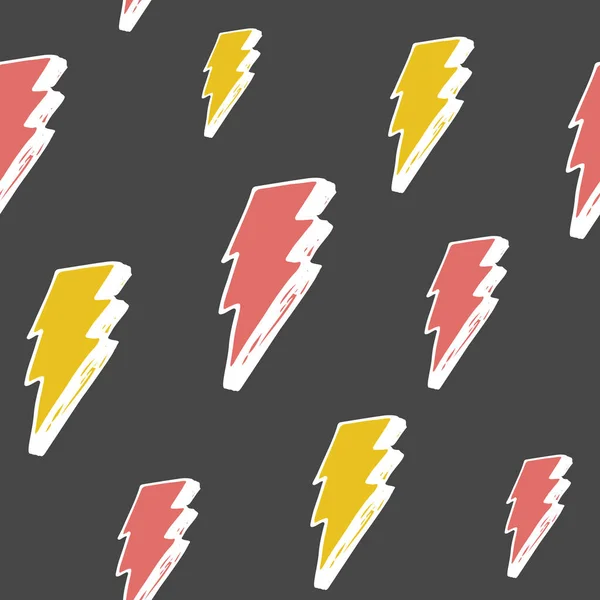 Lightning Naadloze Patroon Vector Illustratie Met Hand Geschetste Doodle Bliksem — Stockvector