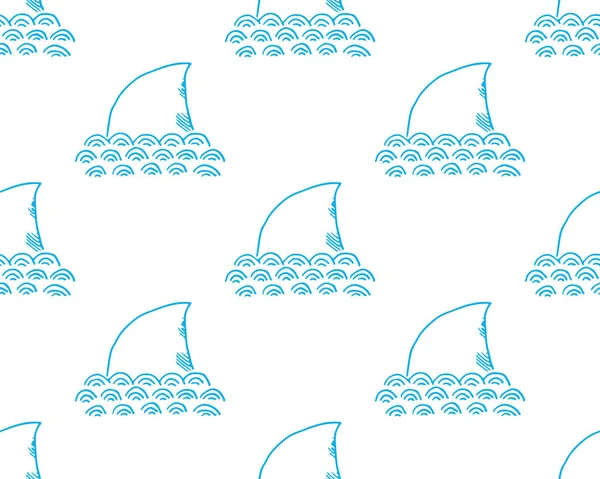 Modèle Sans Couture Requin Requin Gribouillis Dessiné Main Illustration Vectorielle — Image vectorielle