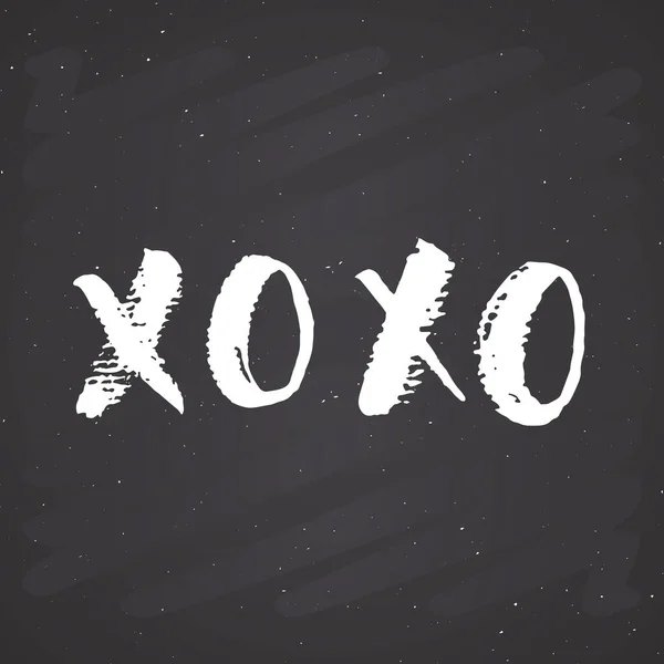 Xoxo Brush Lettering Sign Grunge Calligraphiv Hugs Kisses Phrase Internet — Stock Vector