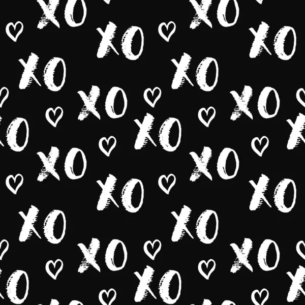 Xoxo Pinsel Schriftzeichen Nahtlose Muster Grunge Kalligraphische Umarmungen Und Küsse — Stockvektor