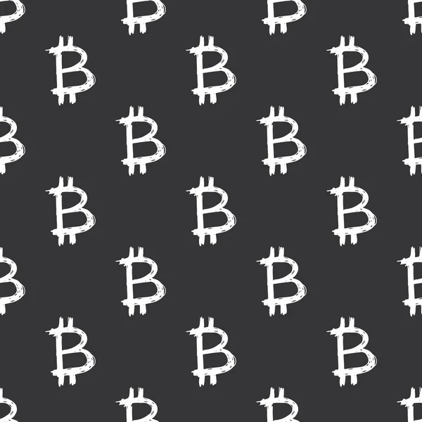 Bitcoin Jel Ikon Kefe Betű Zökkenőmentes Minta Grunge Kalligráfiai Szimbólumok — Stock Vector