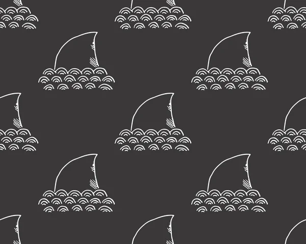 Shark Naadloos Patroon Handgetekende Doodle Haai Vectorillustratie — Stockvector