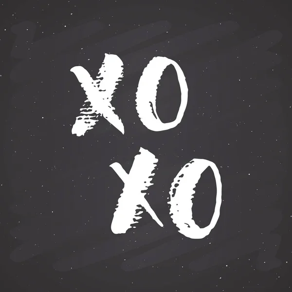 Xoxo Pennello Lettering Segno Grunge Calligraphiv Abbracci Baci Frase Internet — Vettoriale Stock