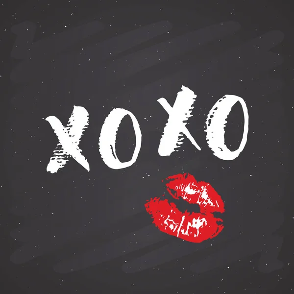Xoxo Pinsel Schriftzug Zeichen Grunge Kalligraphische Umarmungen Und Küsse Phrase — Stockvektor