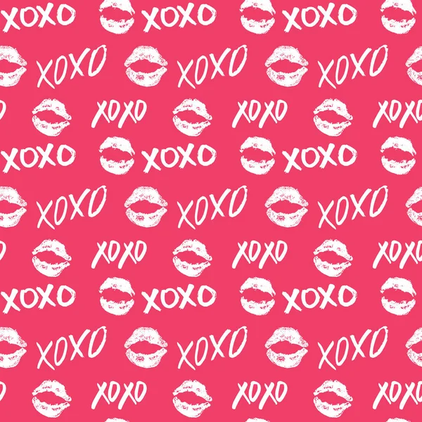 Xoxo 글씨체 Grunge Calligraphic Hugs Kiss Phrase Internet Slang Abbrevixoxo — 스톡 벡터