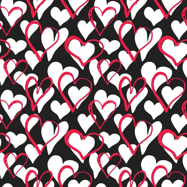 Καρδιά Σύμβολο Απρόσκοπτη Μοτίβο Διανυσματική Απεικόνιση Χειροποίητο Σκίτσο Ημέρα Του — Διανυσματικό Αρχείο