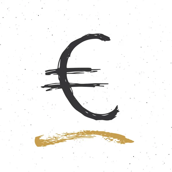 欧元符号图标笔刷字母 Grunge笔迹符号 白色背景上孤立的矢量图解 — 图库矢量图片
